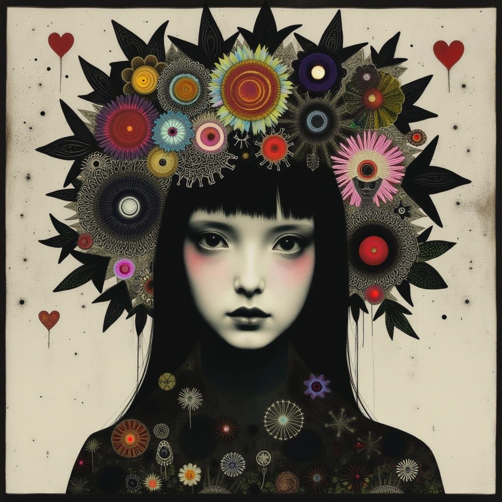 Ethereal Woman in Gothic Paper-Cut Style