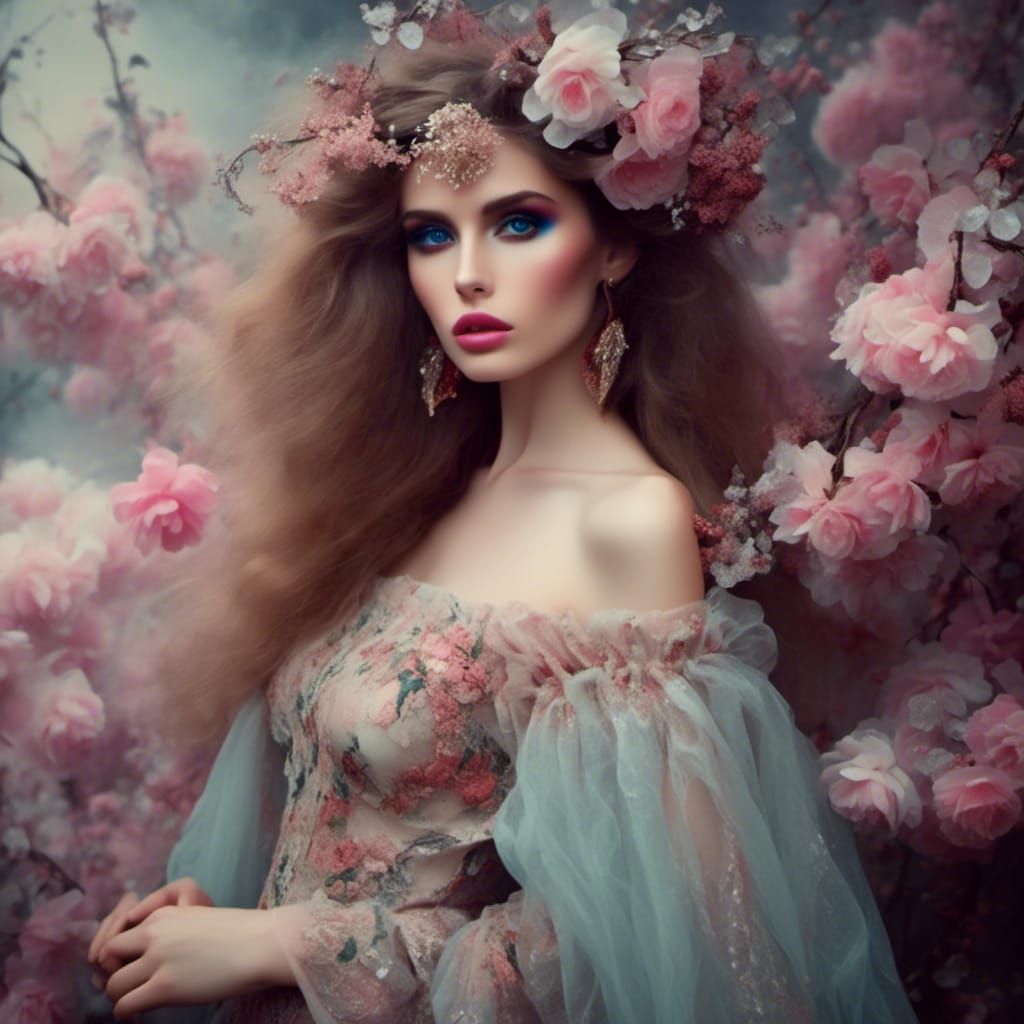 Gothic Portrait of Italian Woman with Visible Chest