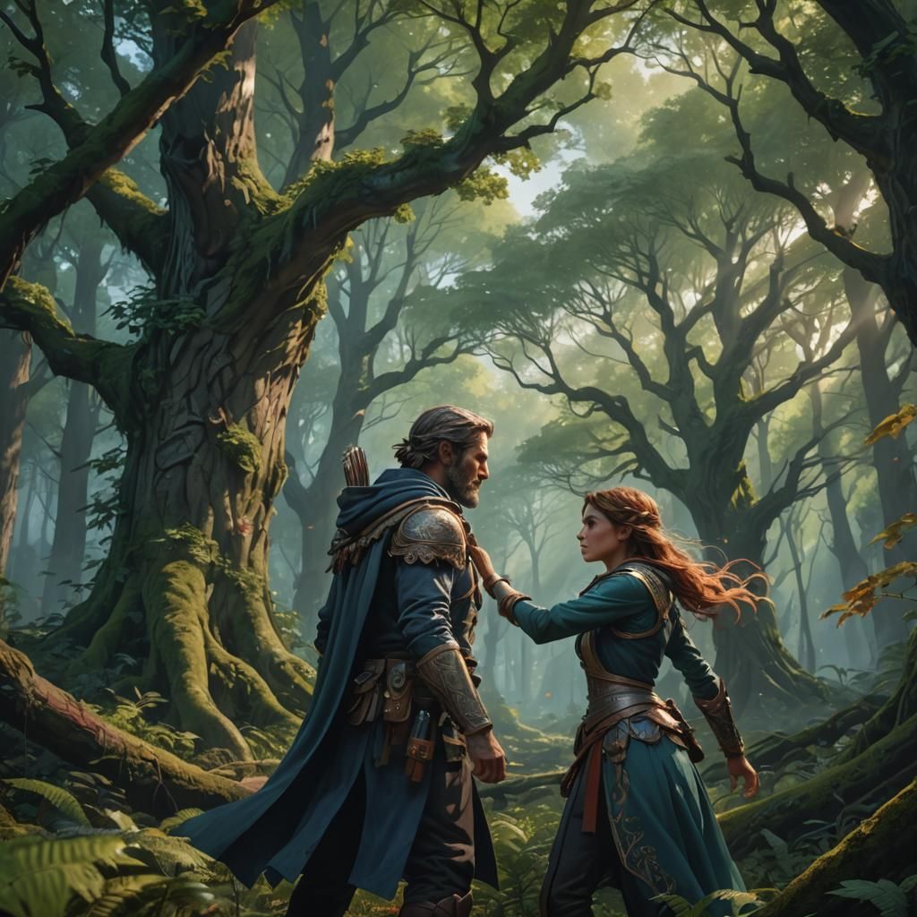 Man Protecting Woman: Detailed Portrait