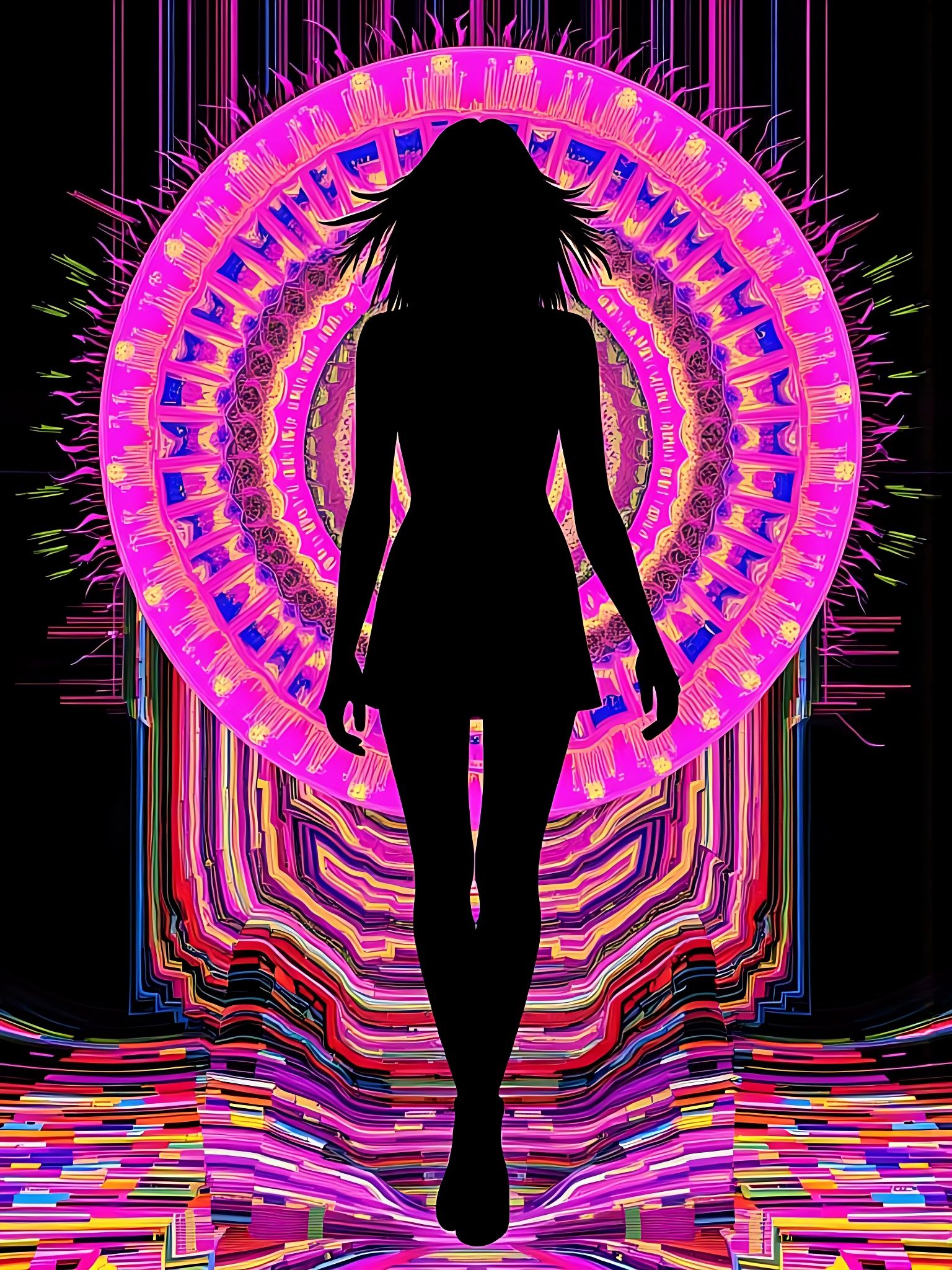 Glitch Collage of a Woman's Silhouette