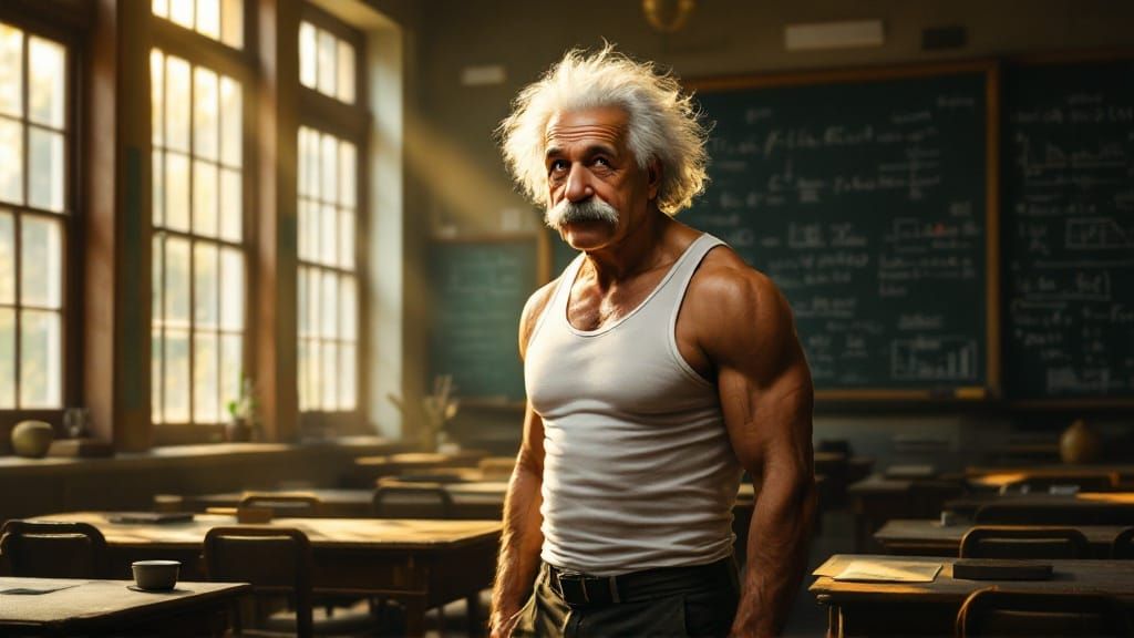 Intellectual Icon in Warm Classroom Light