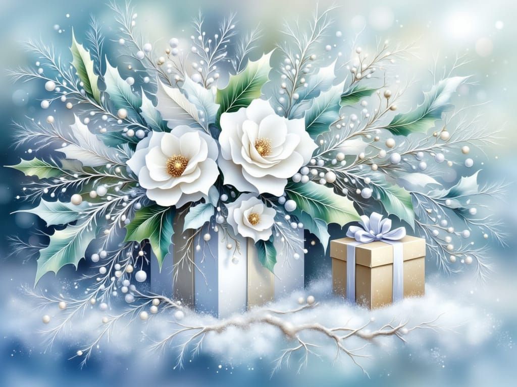 Surreal Winter Scene in Frosty Blues