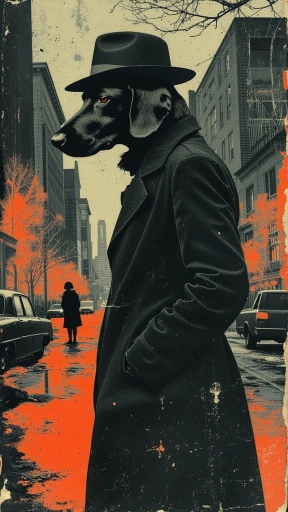 Gorillaz-Inspired Neo-Expressionist Hound Dog P.I. in Noir D...