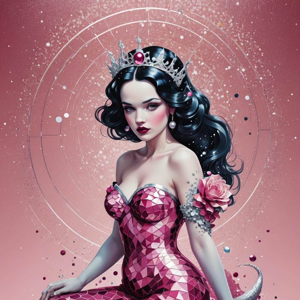 Snow White Space Mermaid in Pop Art Style