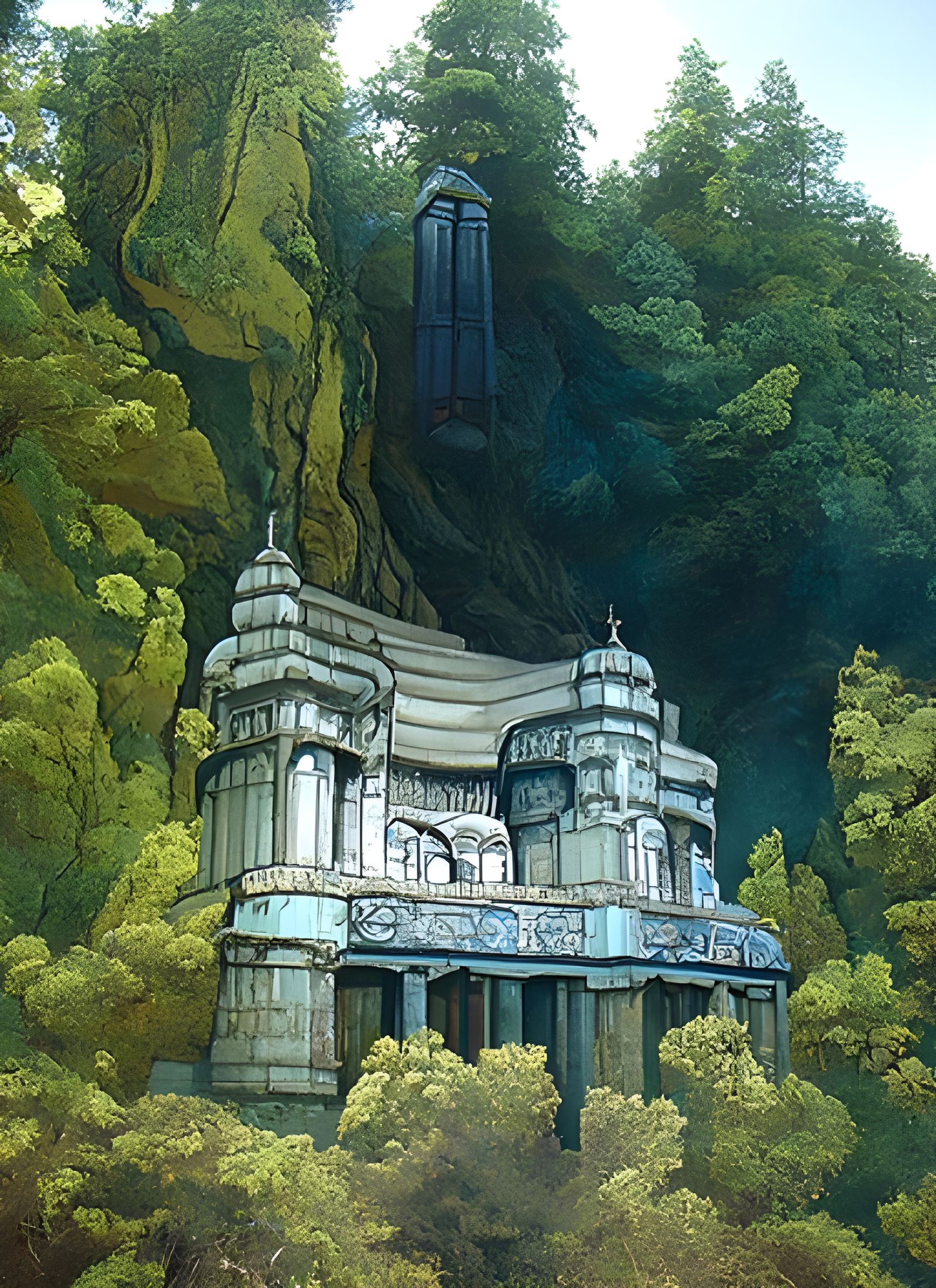 Art Nouveau Sunset Temple of the Lost