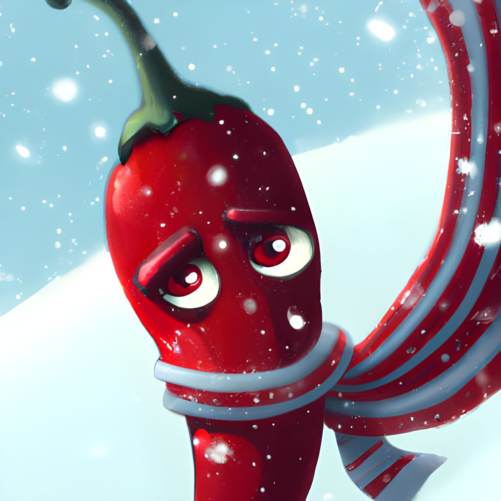 Adorable Chili Pepper Portrait in Digital Art Style