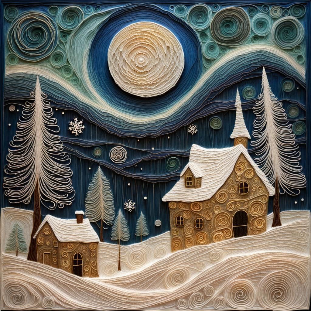 String Winter Landscape in Art Nouveau Style