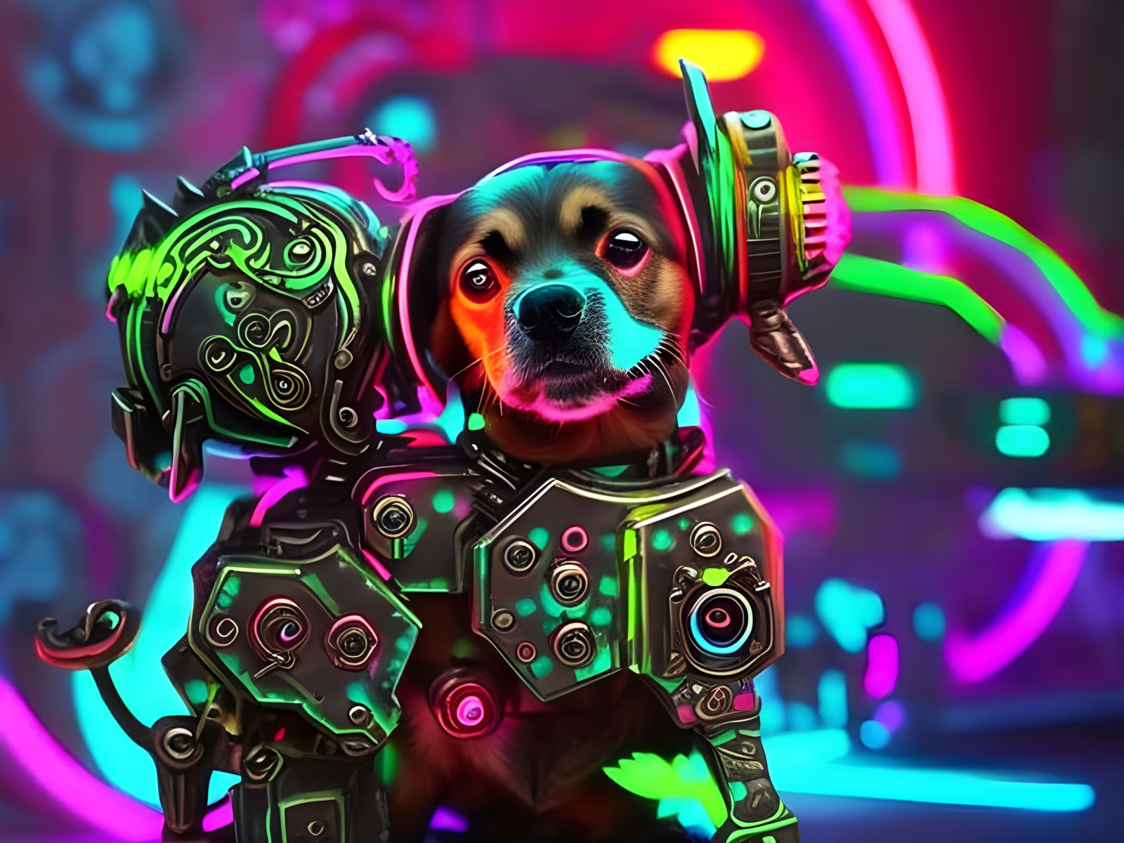 Cyberpunk Puppy with Neon Details