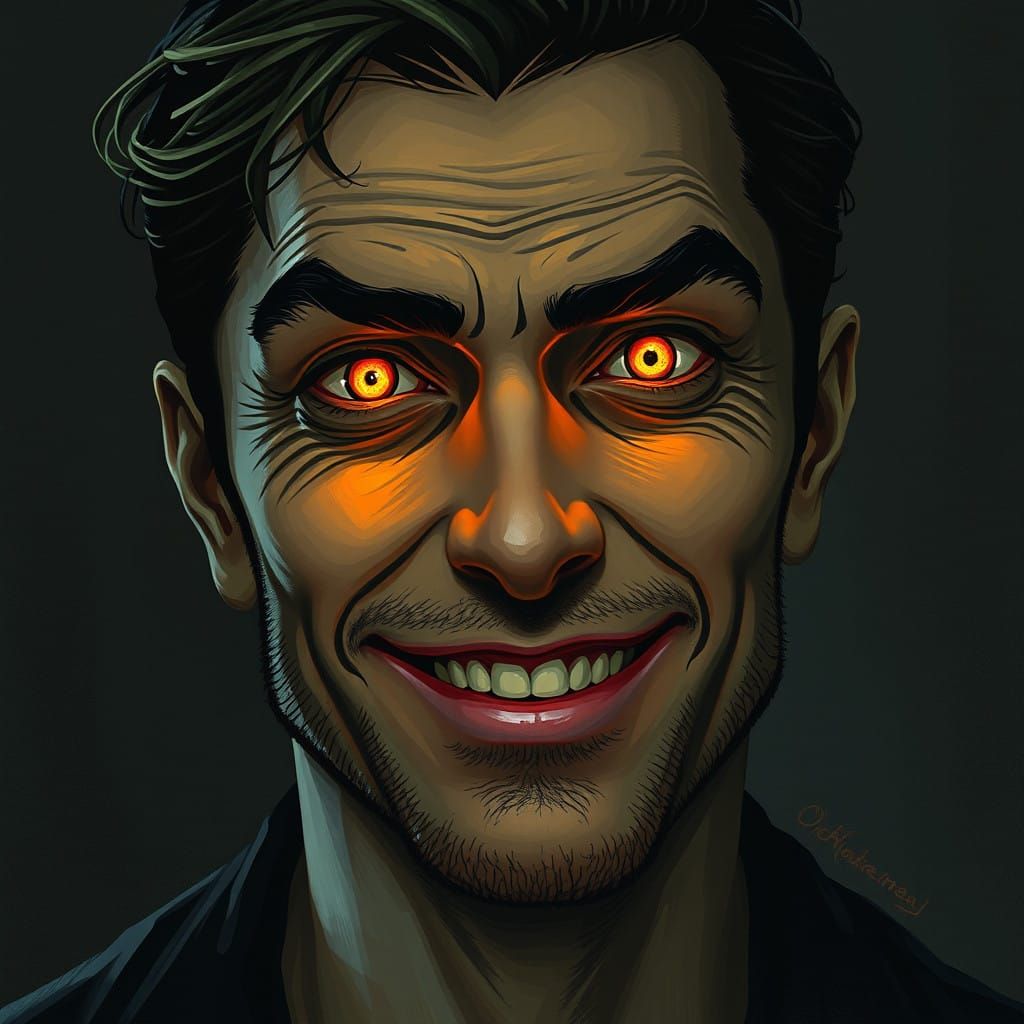 Sinister Gentleman with Ominous Glint