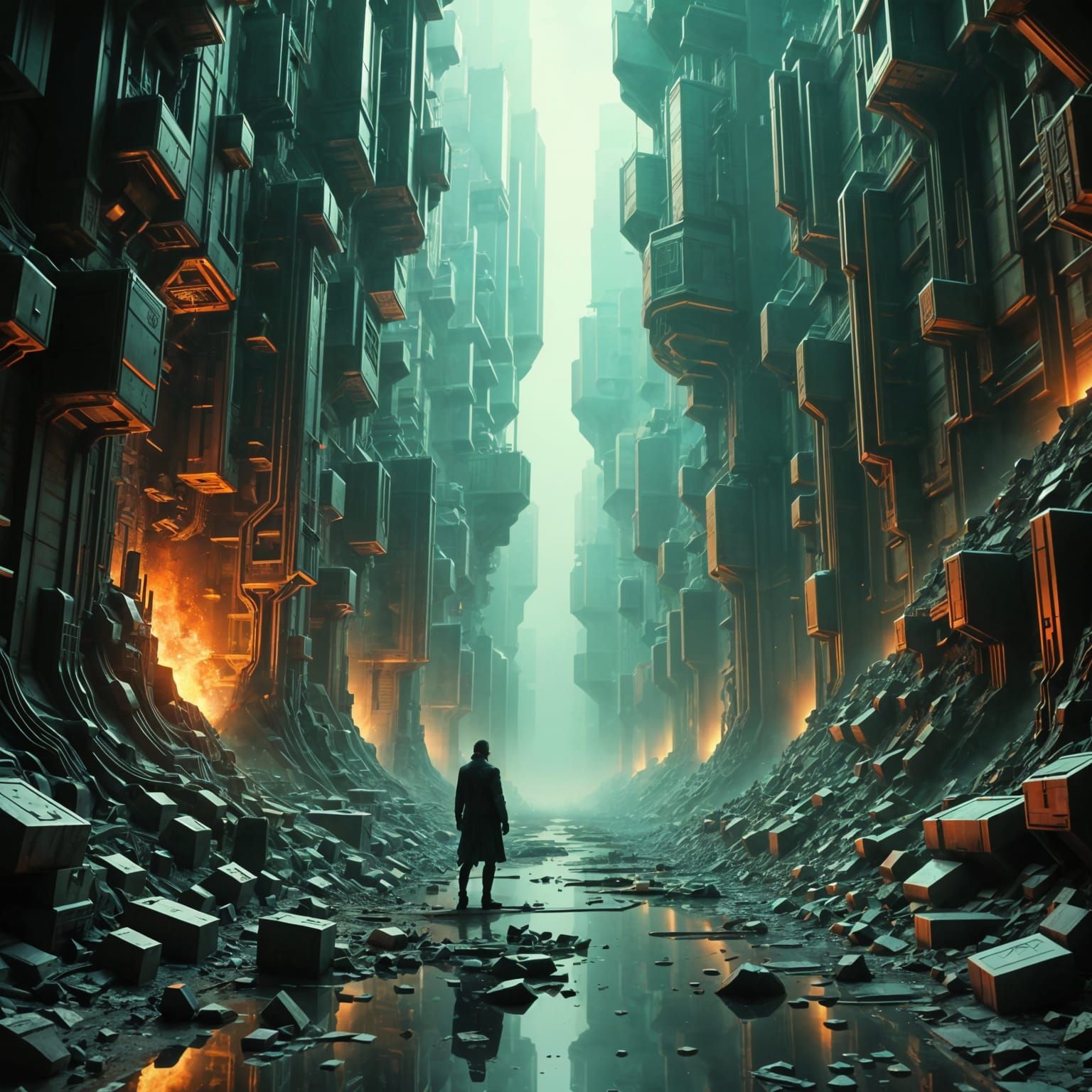 Cyberpunk Spires of Dead Megacities in Grotesque Decay