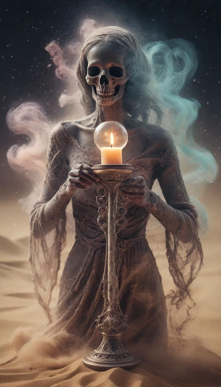 Surreal Cosmic Masterpiece: Death's Ephemeral Hourglass