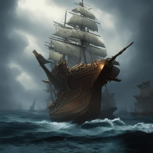 Epic Pirate Ships in Dramatic Digital Painting