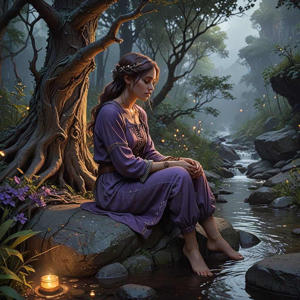 A Young Woman's Melancholy in a Magical Forest