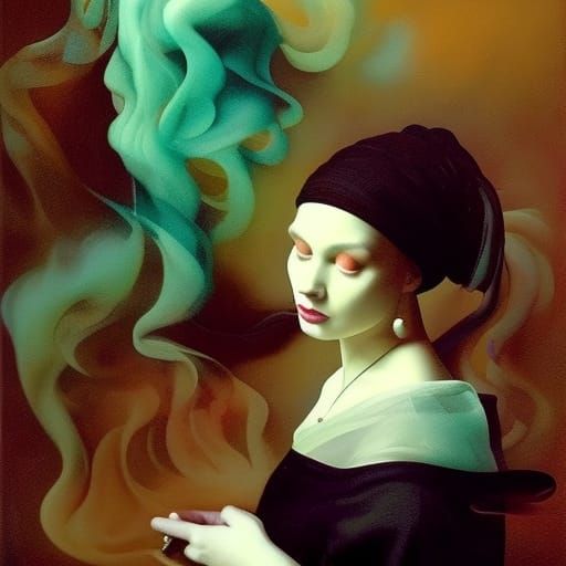 Ethereal Fairy Queen with Vivid Alcohol Ink Streams