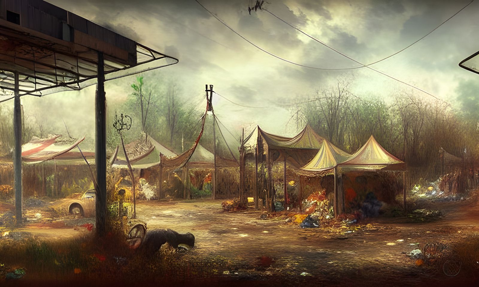 Post-Apocalyptic Bazaar: Abandoned Circus Marketplace