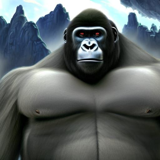 Cybernetic Giant Ape Gorilla Digital Art