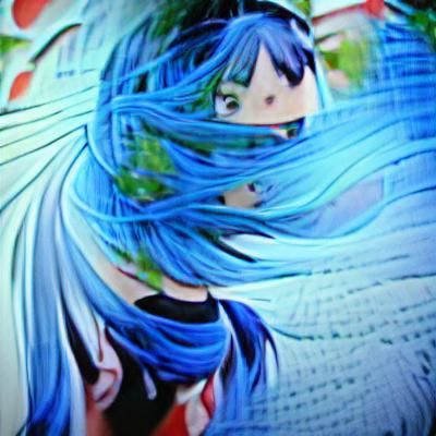 Anime Girl with Blue Hair