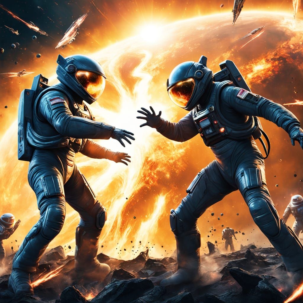 Alien Space Warriors in a Dazzling Cosmic Battle