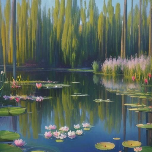 Impressionist Dreamscape: Girl in Water Lilies
