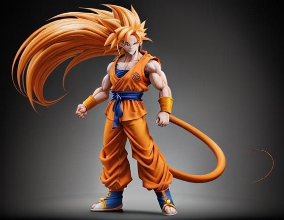 Goku with Orange SSJ4 Hair and Monkey Tail