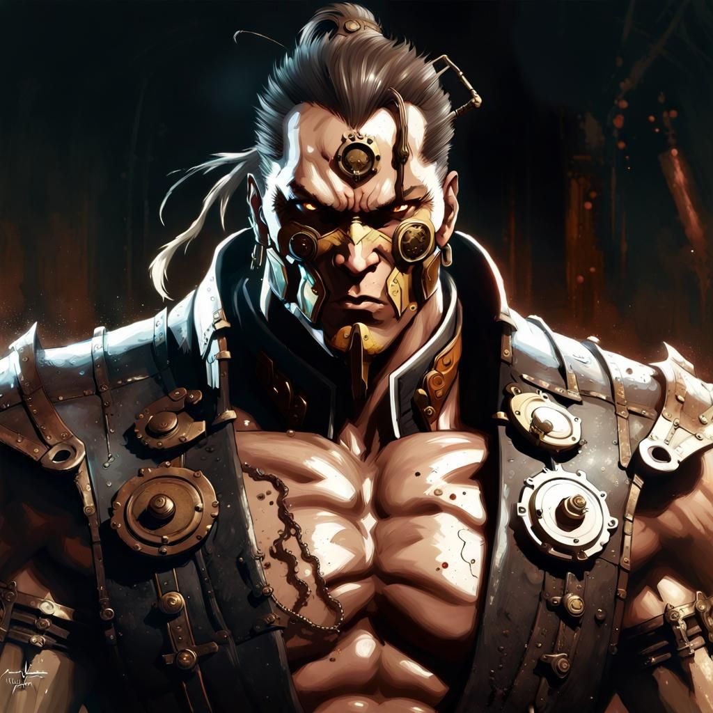 Steampunk Goro Digital Painting with Vivid Colors