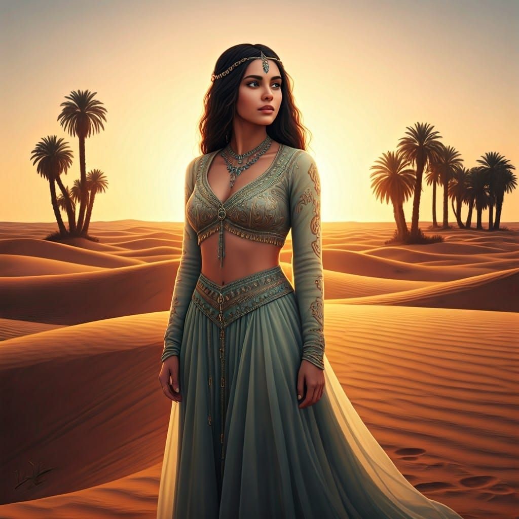 Hyperrealistic Art of Yasmin, from "Romance Club: Stories I Play." "Desert Rose"