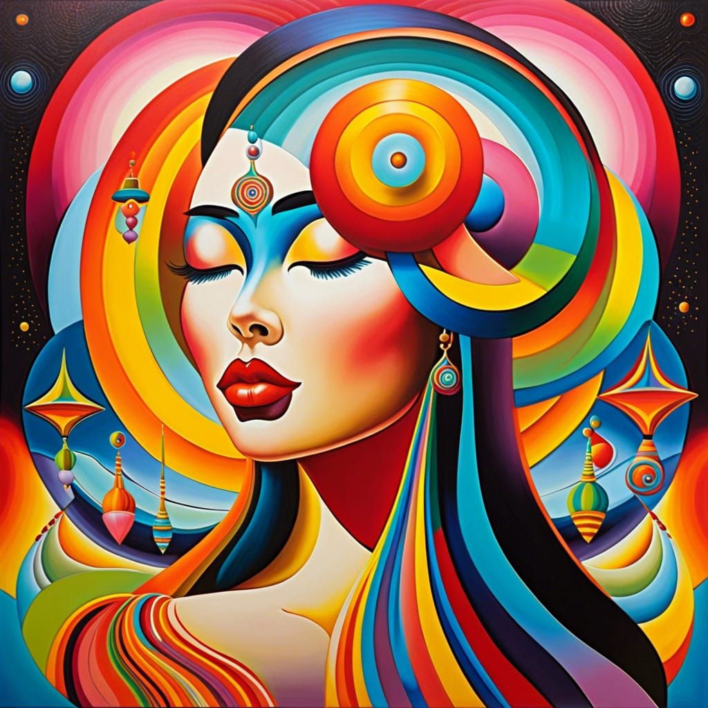 Surreal Naive Art Portrait: The Bliss of Origination