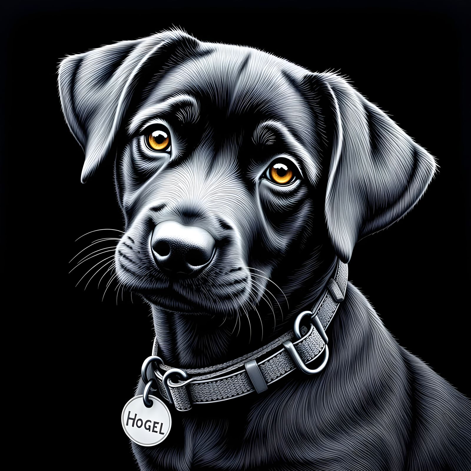 Intricate Scratchboard Puppy Portrait