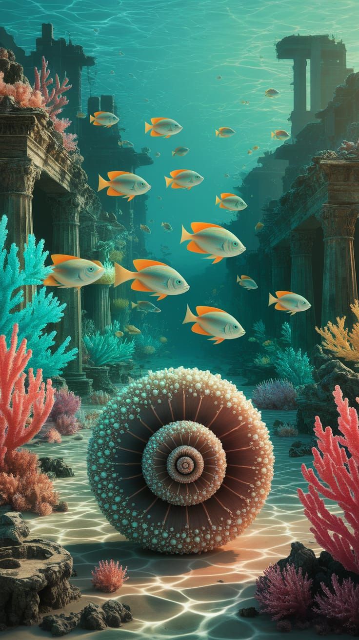 Underwater World with Bioluminescent Fish in Digital Art