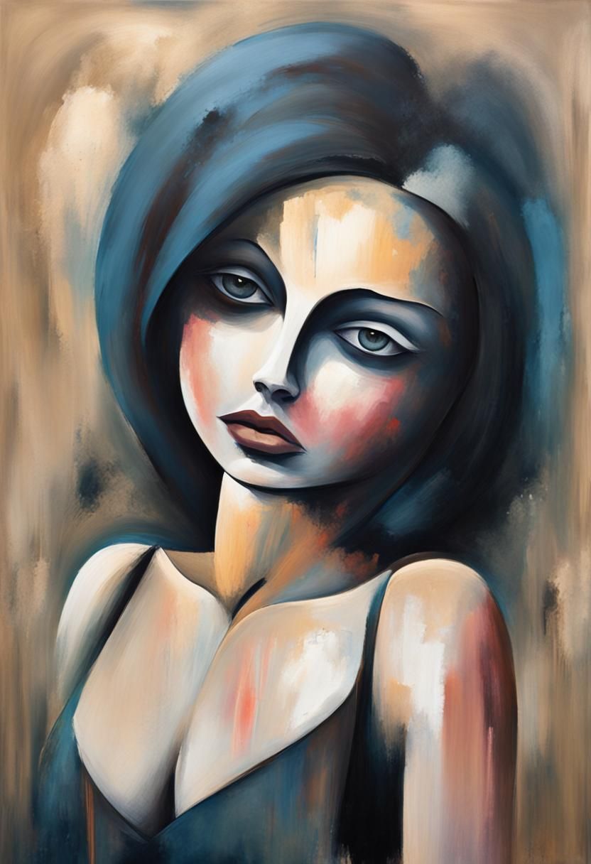 Abstract Figure Reveals Heart's Absence as Impasto Painting