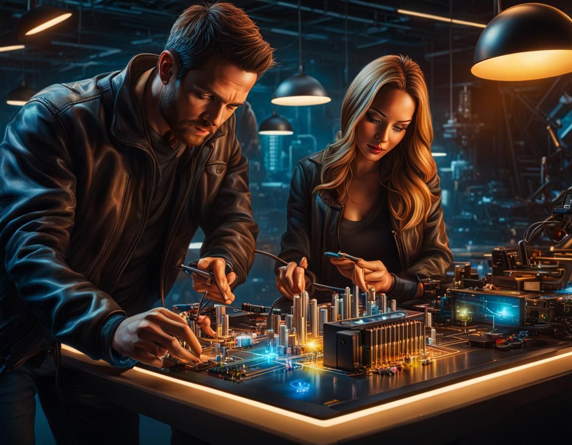 Technological Collaboration: Hyperrealistic Splash Art Photo