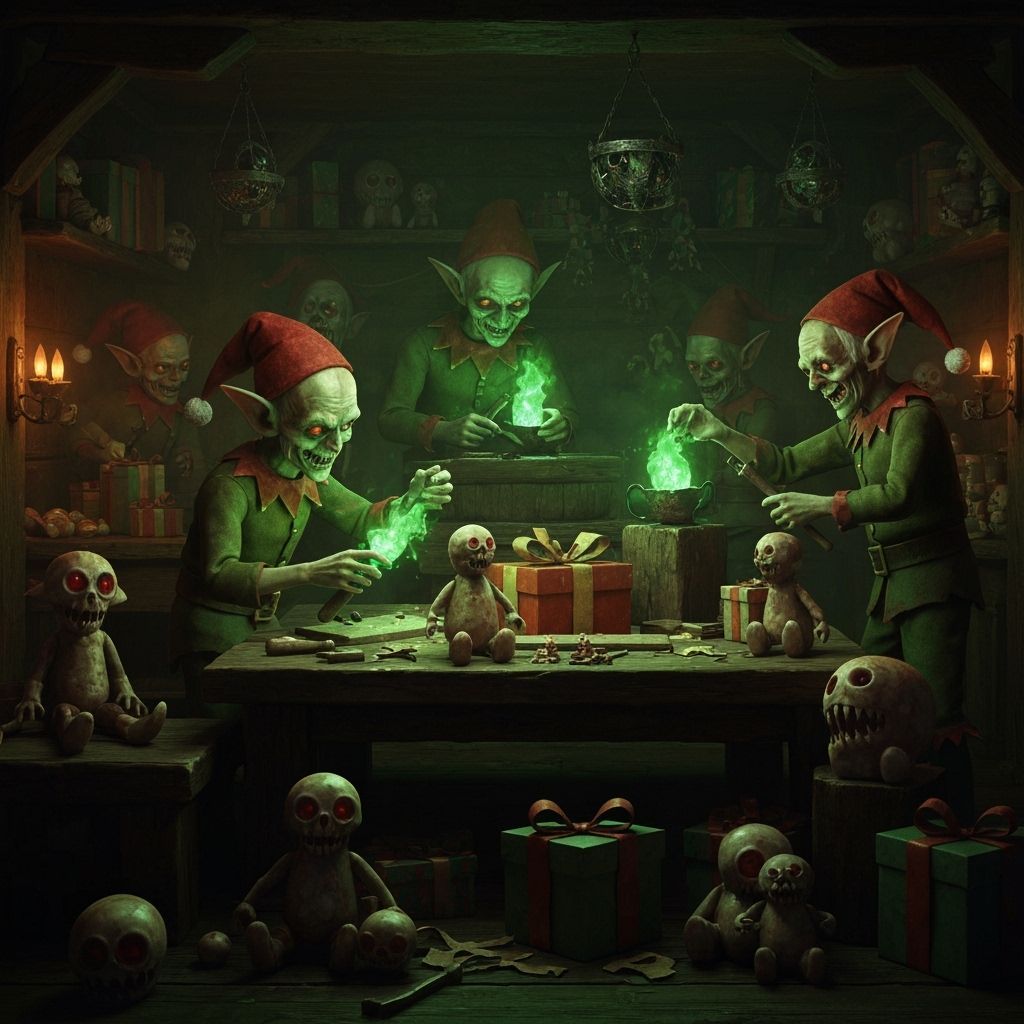 Undead Elves Craft Cursed Gifts in Dark Santa's Workshop