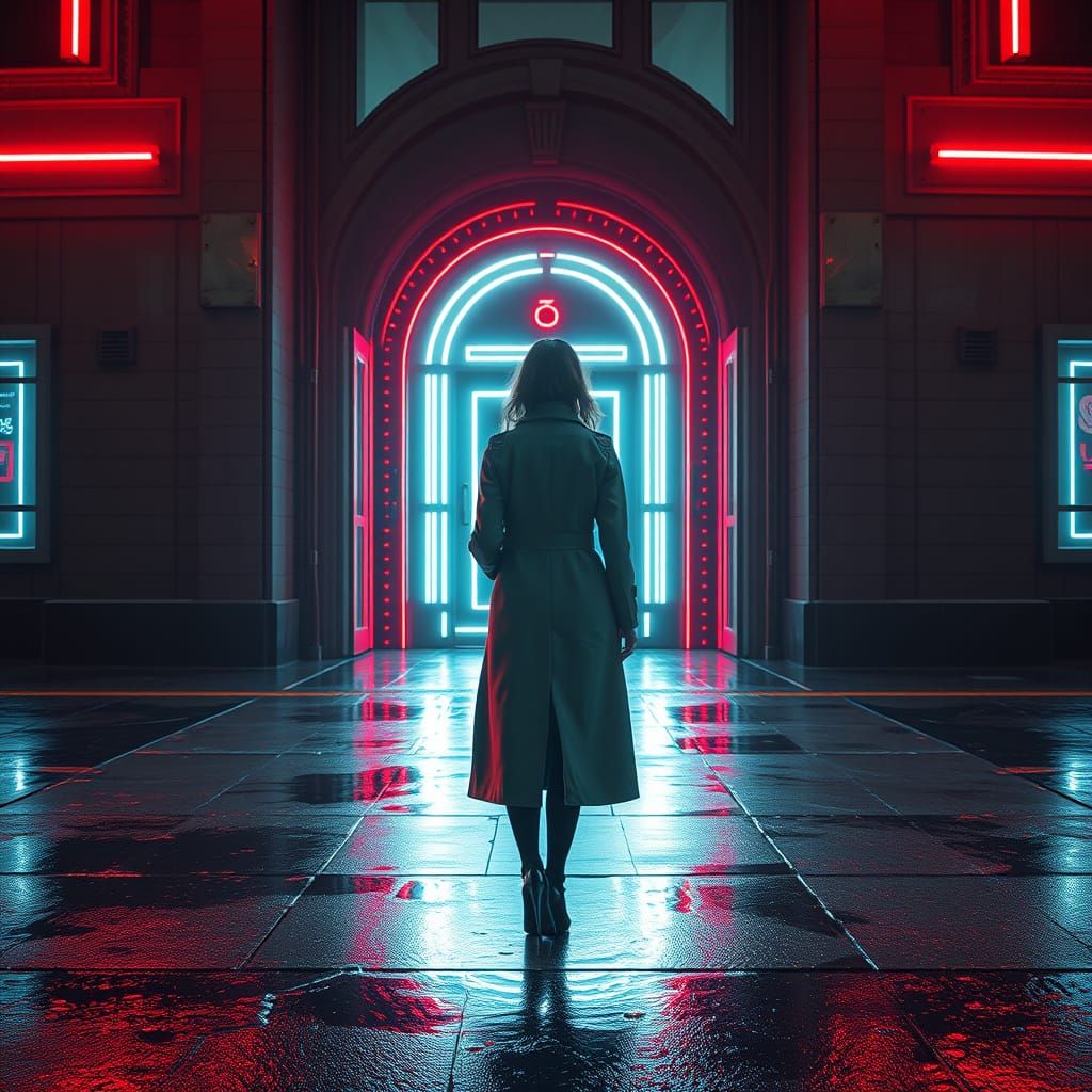 Cyberpunk Woman at Saint-Petersburg Cyber Doors