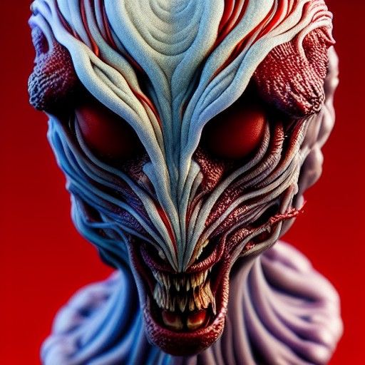 Venom Carnage Biopunk Portrait as Polymer Clay Sculpture