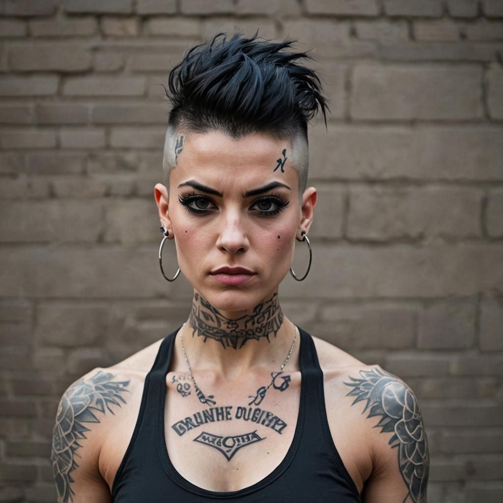 Muscular Punk Girl Portrait in Professional Photography Styl...