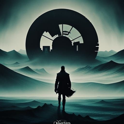 Surreal Film Poster: Lone Figure in Dreamlike Landscape