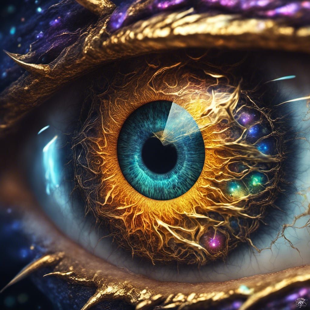 Dragon Eye with Cosmic Stars and Lightning