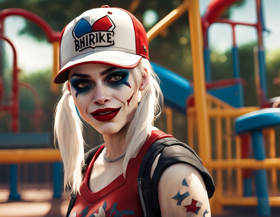 Harley Quinn at the Playground, Realistic Render