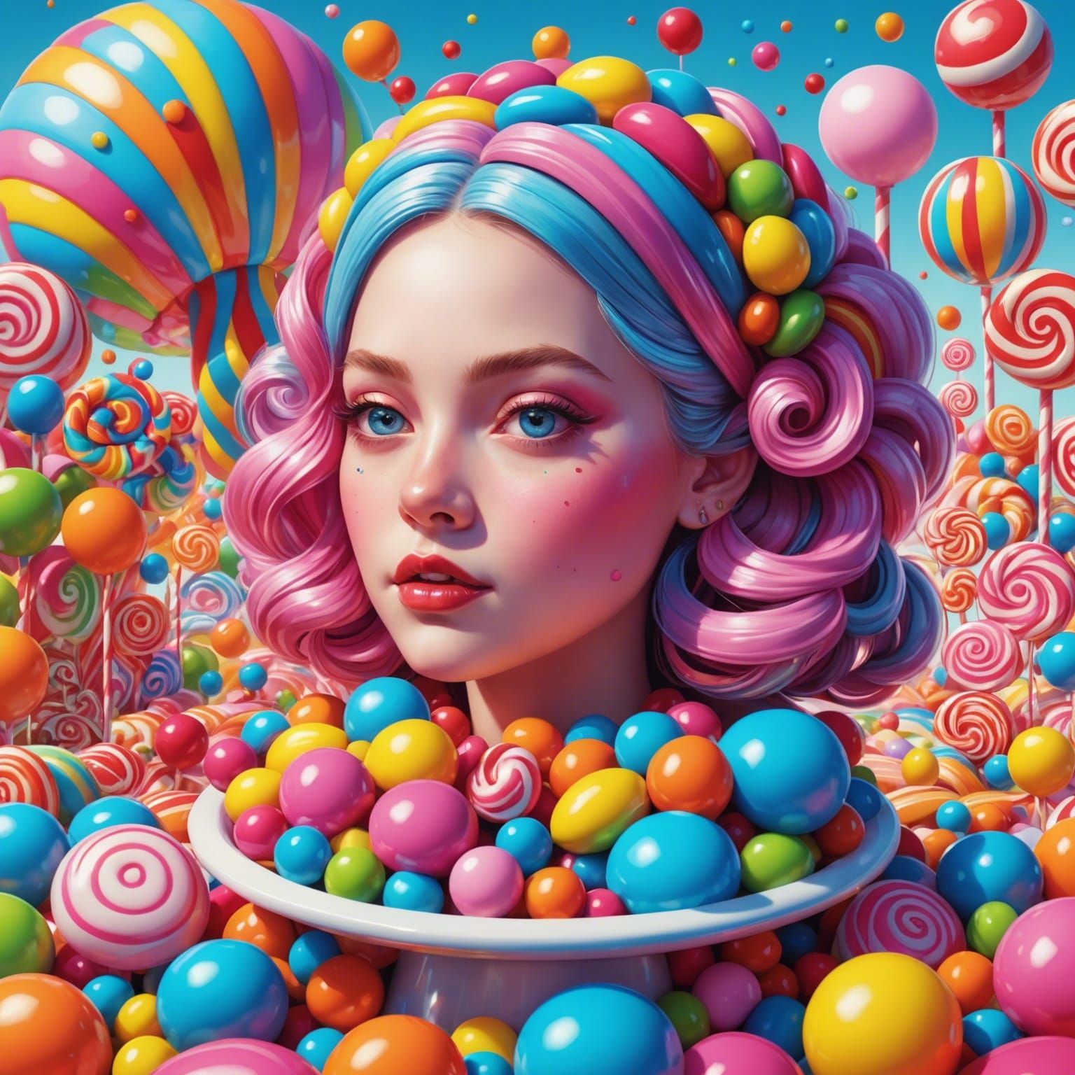 Candy Queen Portrait in Hyperrealistic Digital Illustration