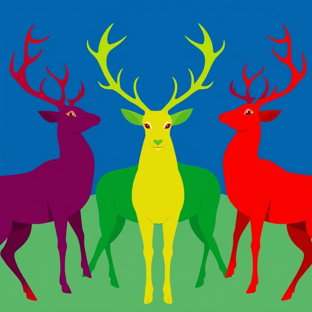 Reindeer Silhouettes in Emerald, Sapphire, and Ruby Color Sc...