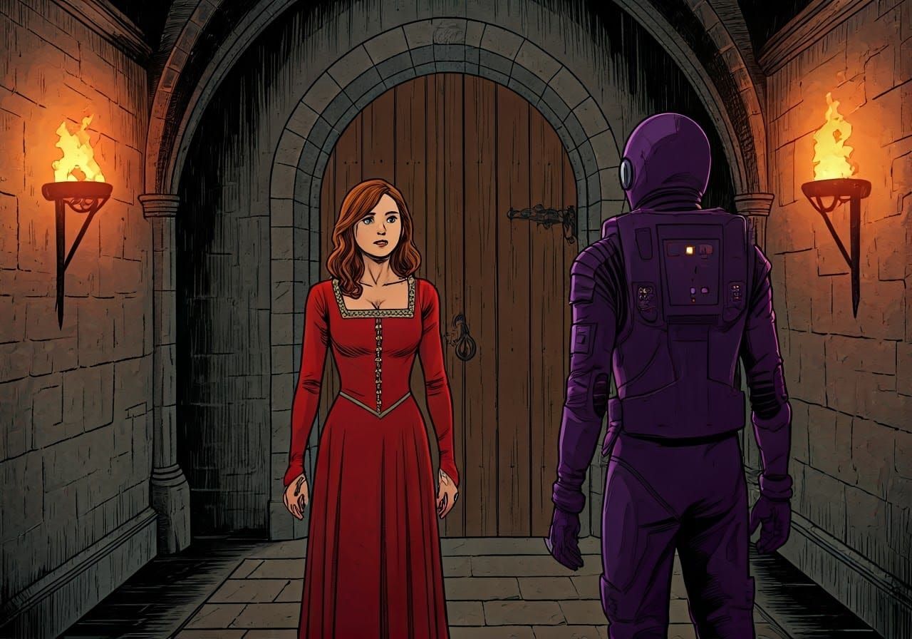 Confused Time Lord Faces Doppelganger in Medieval Stone Hall...