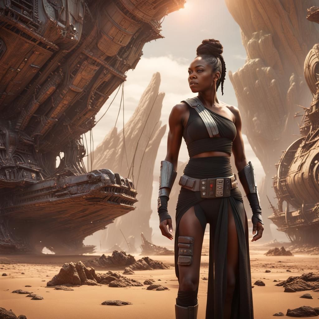 Muscular Woman on Alien Planet in Detailed Digital Painting