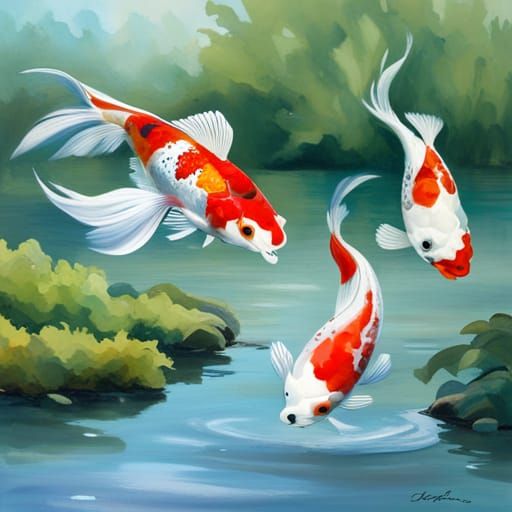 Koi Fish Swimming Figure Eight