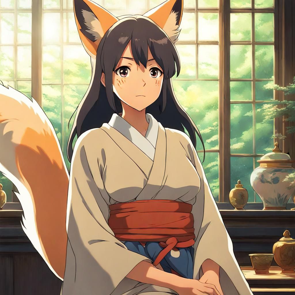 Anime Kitsune Girl: Studio Ghibli Key Visual