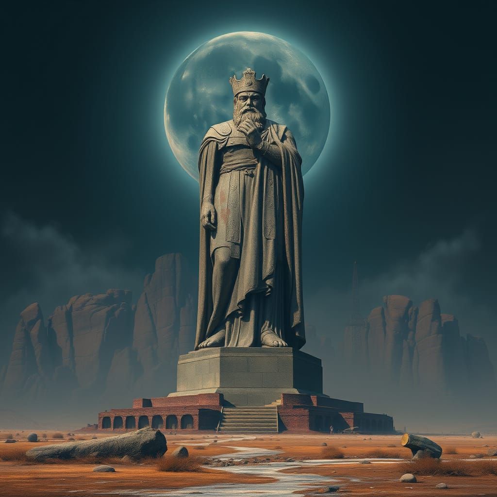 Forgotten Colossus Under Lunar Eclipse