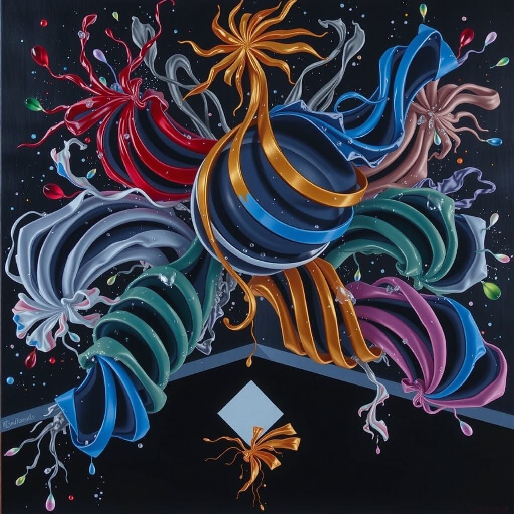 Abstract Swirling Gelato Colors with Bold Stripes