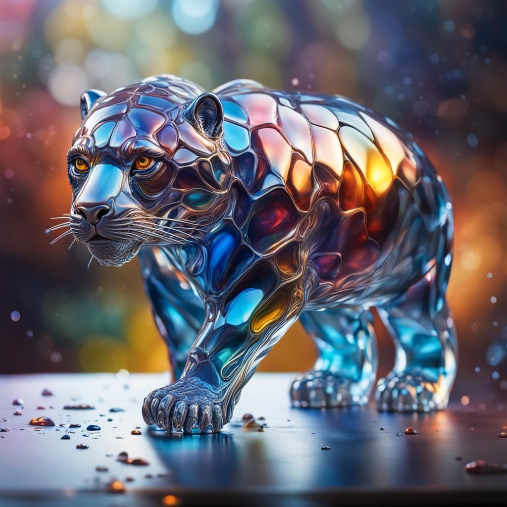 Hyperrealistic Glass Animal in Splash Art Style