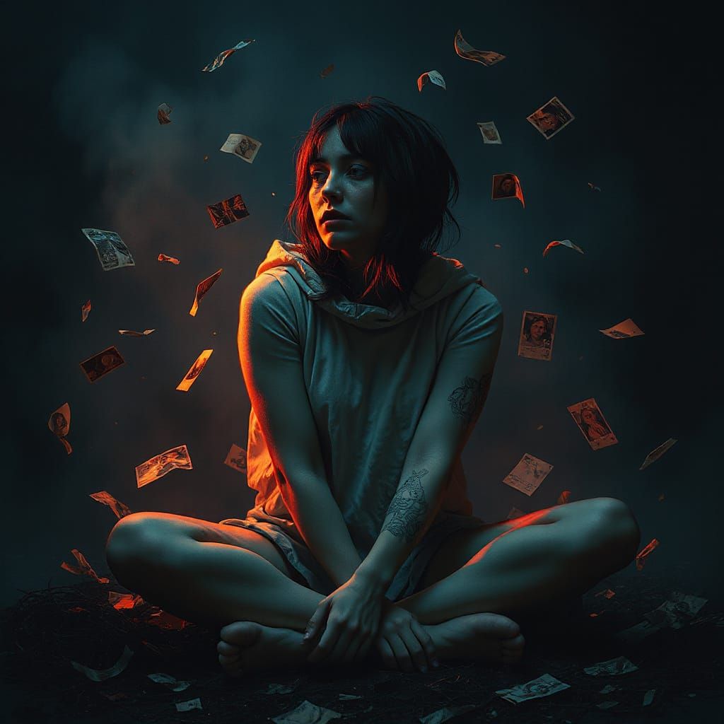 Woman in Shadows: Evoking Memory and Despair