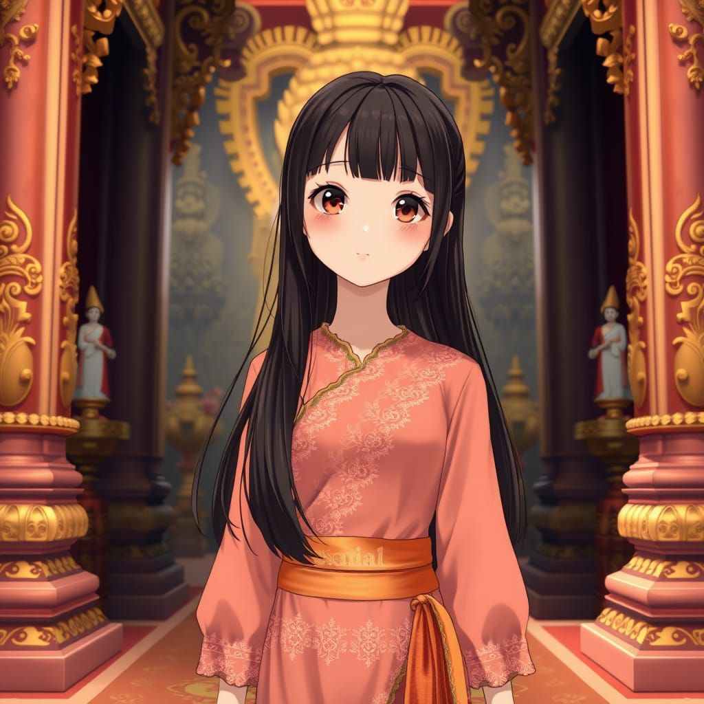 Thai Anime Goddess in Golden Temple