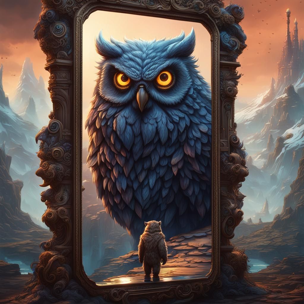 Owlbear's Glimpse into Future: Fantasy Concept Art